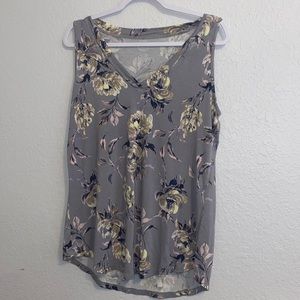 Grey Maurice’s Floral Tank Top with Yellow and Pink Flowers. Size Large.